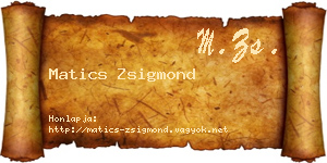 Matics Zsigmond névjegykártya