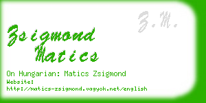 zsigmond matics business card
